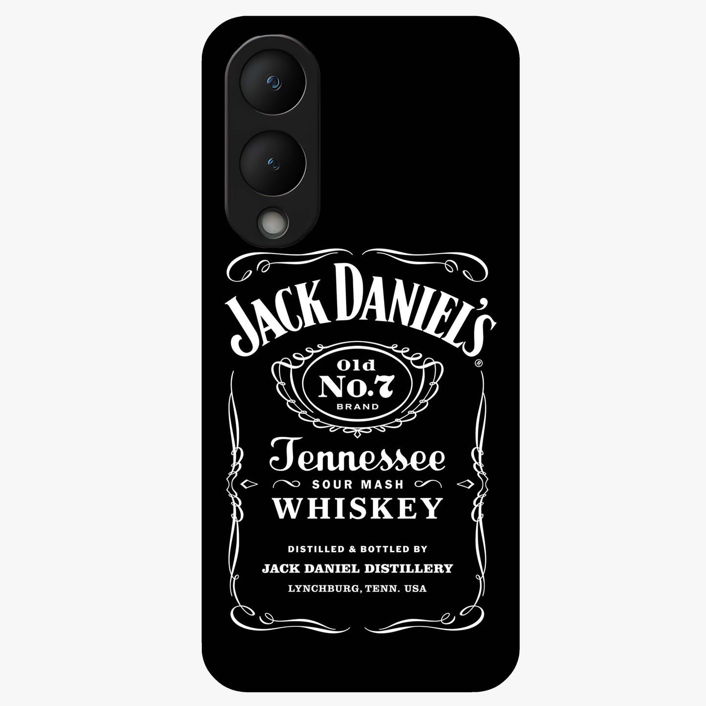 Vintage Whiskey Heritage Glass Case showing flat back view with classic whiskey inspired artwork and glossy glass finish.