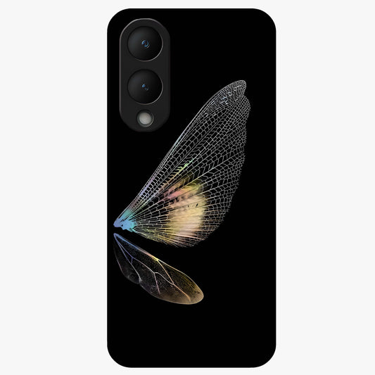 Whispers Of Wings Glass Case showing flat back view with graceful wing inspired artwork and glossy glass finish.