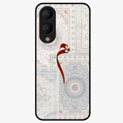 White Aesthetic Bow Glass Case showing flat back view with minimal bow artwork and glossy glass finish.