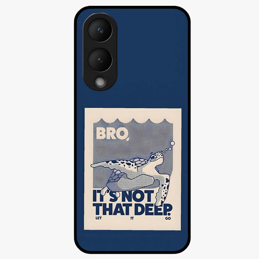Worry Less Swim Glass Case showing flat back view with playful motivational artwork and glossy glass finish.