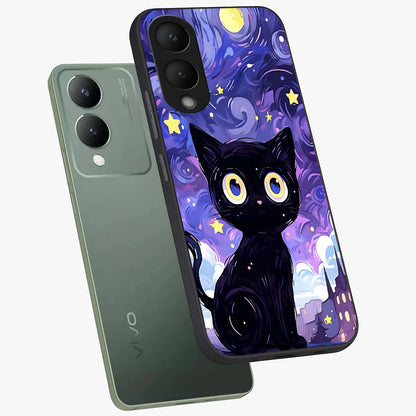 Abstract Cat Art Glass Case displayed in angled mockup highlighting modern abstract cat artwork and sleek glass surface.