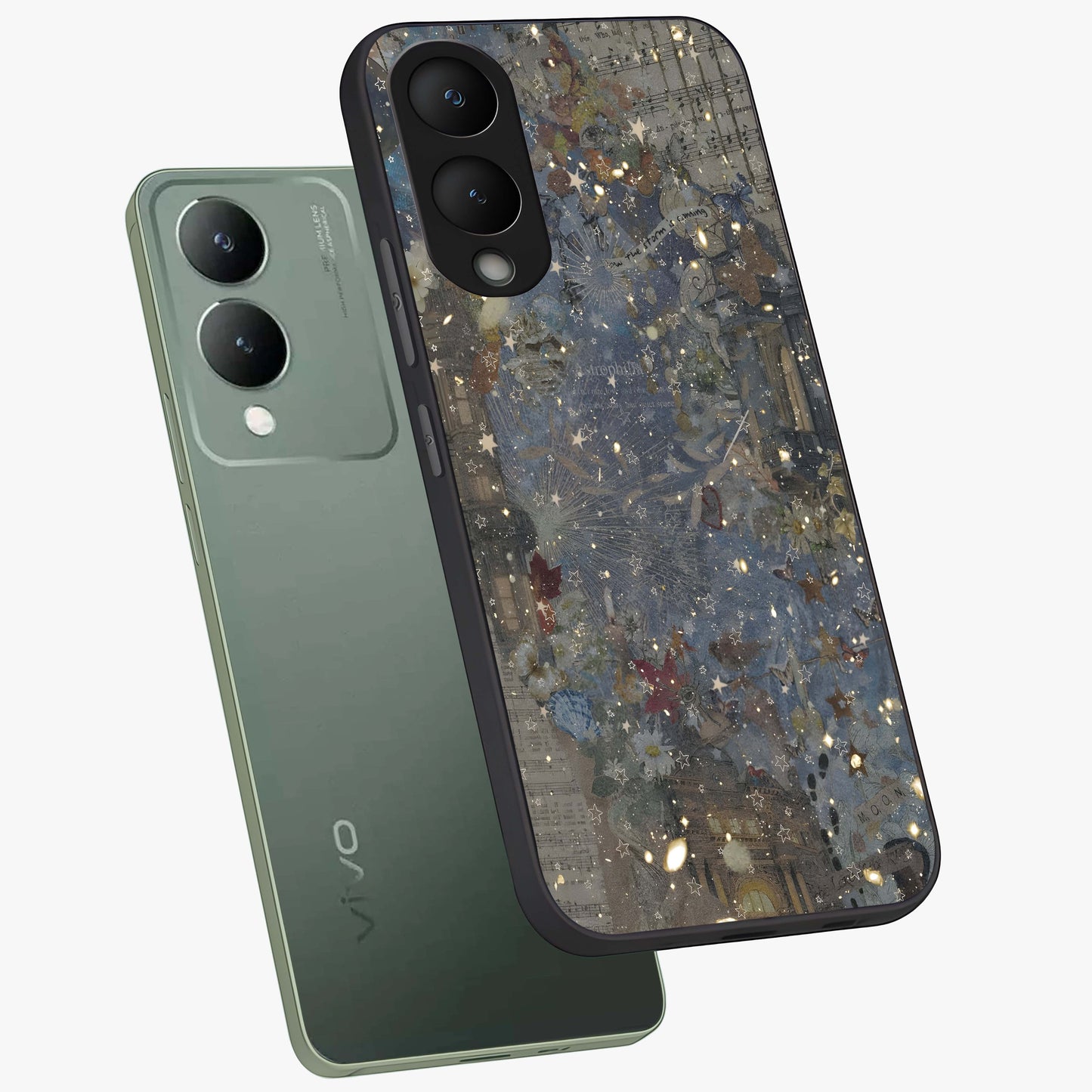 Aesthetic Astrolophia Glass Case displayed in angled mockup highlighting artistic aesthetic elements and smooth glass surface.
