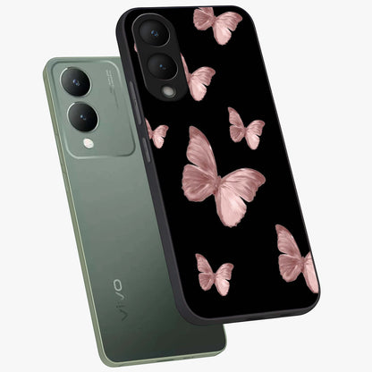 Butterfly Pattern Glass Case displayed in angled mockup highlighting delicate butterfly design and aesthetic pattern style.