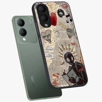 City Dream Sketch Glass Case displayed in angled mockup highlighting minimal city illustration with aesthetic sketch style.