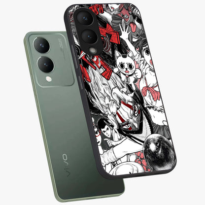 Crimson Chaos Panel Glass Case displayed in angled mockup highlighting chaotic panel style design with modern graphic theme.