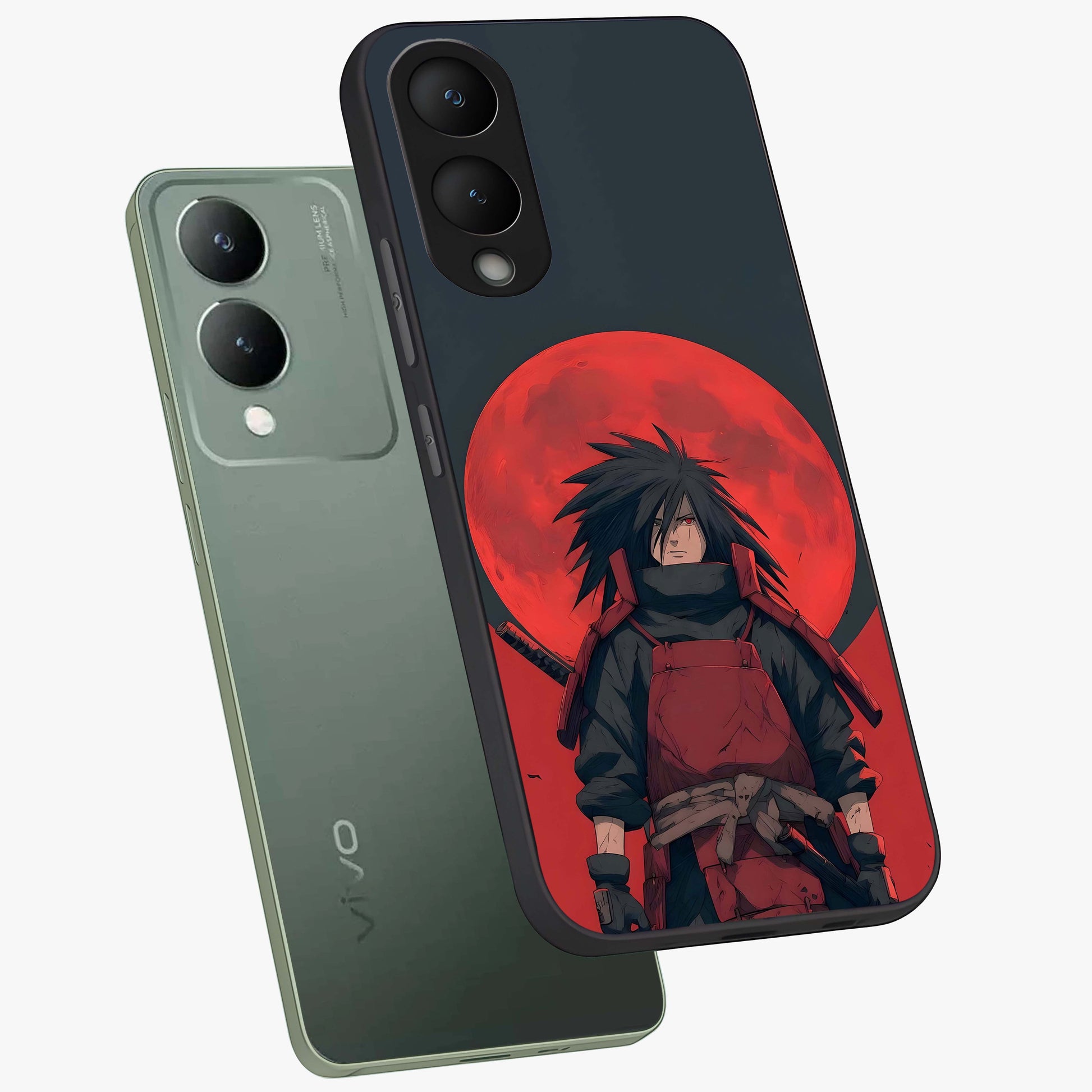 Crimson Moon Warlord Glass Case displayed in angled mockup highlighting dramatic crimson moon design with fantasy aesthetic.