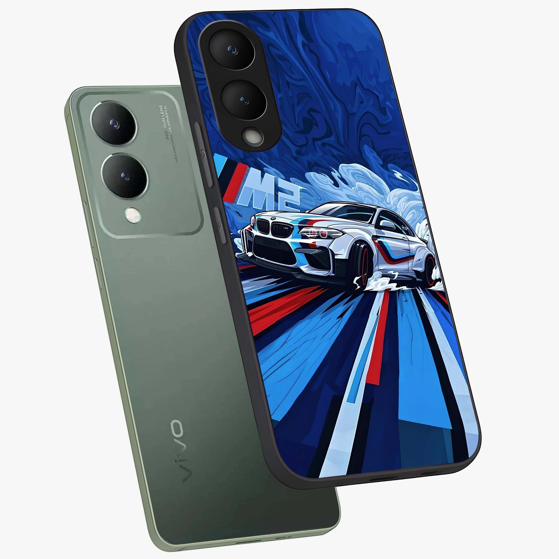 Drift Power Rush Glass Case displayed in angled mockup highlighting powerful drift car design with sporty aesthetic style.