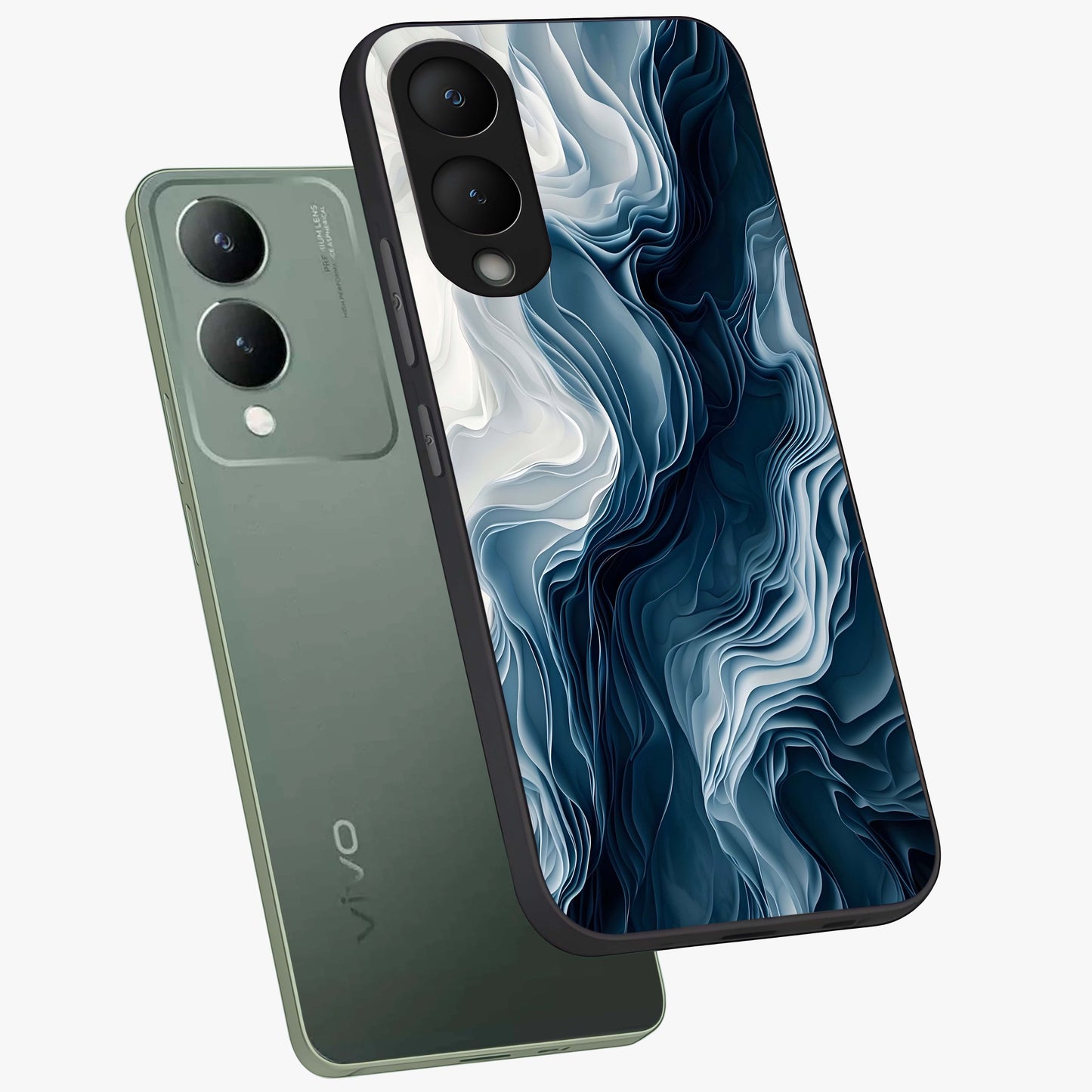Ethereal Paper Marble Glass Case displayed in angled mockup highlighting elegant marble pattern with modern aesthetic style.