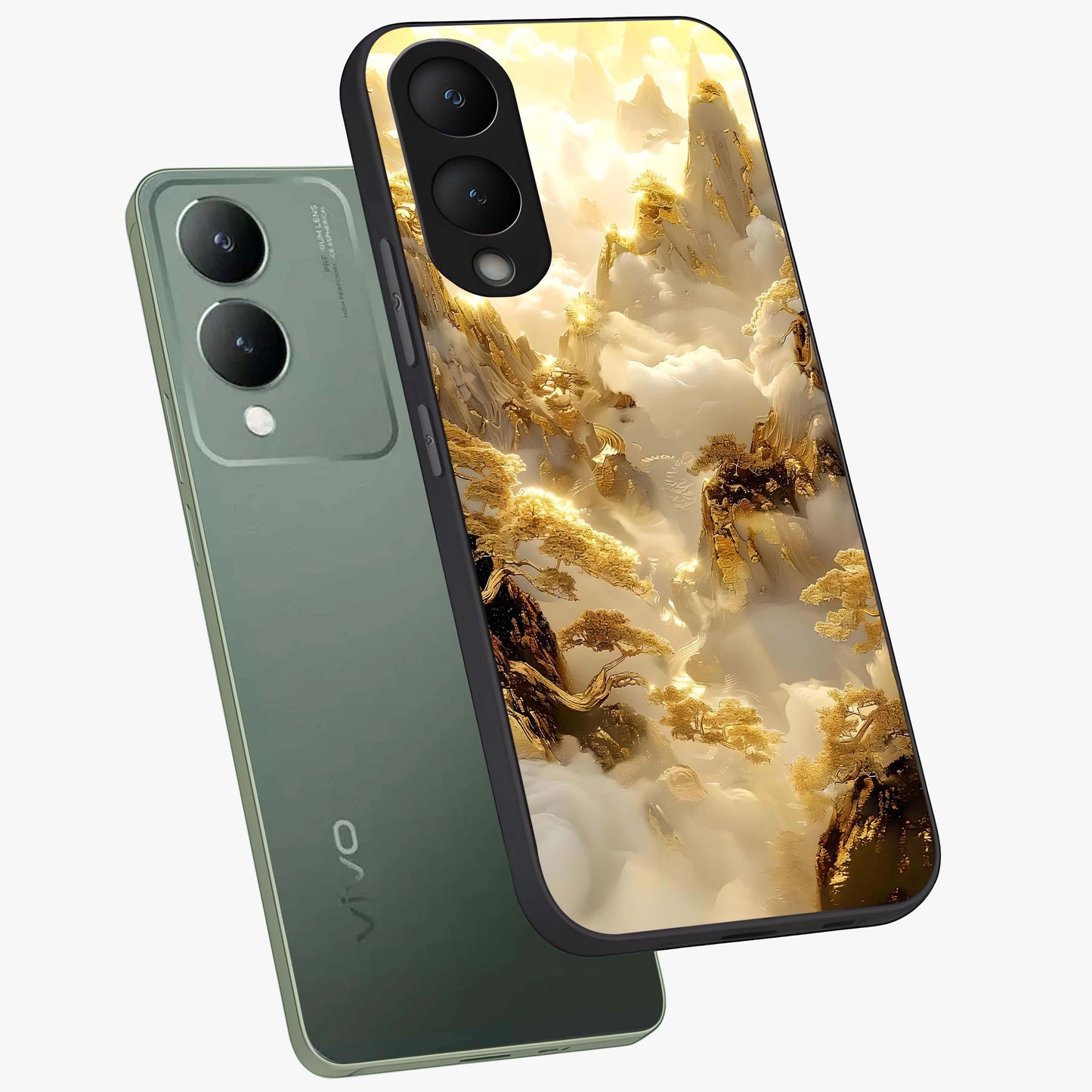 Gates Of Illumination Glass Case displayed in angled mockup highlighting radiant portal inspired design with fantasy aesthetic.