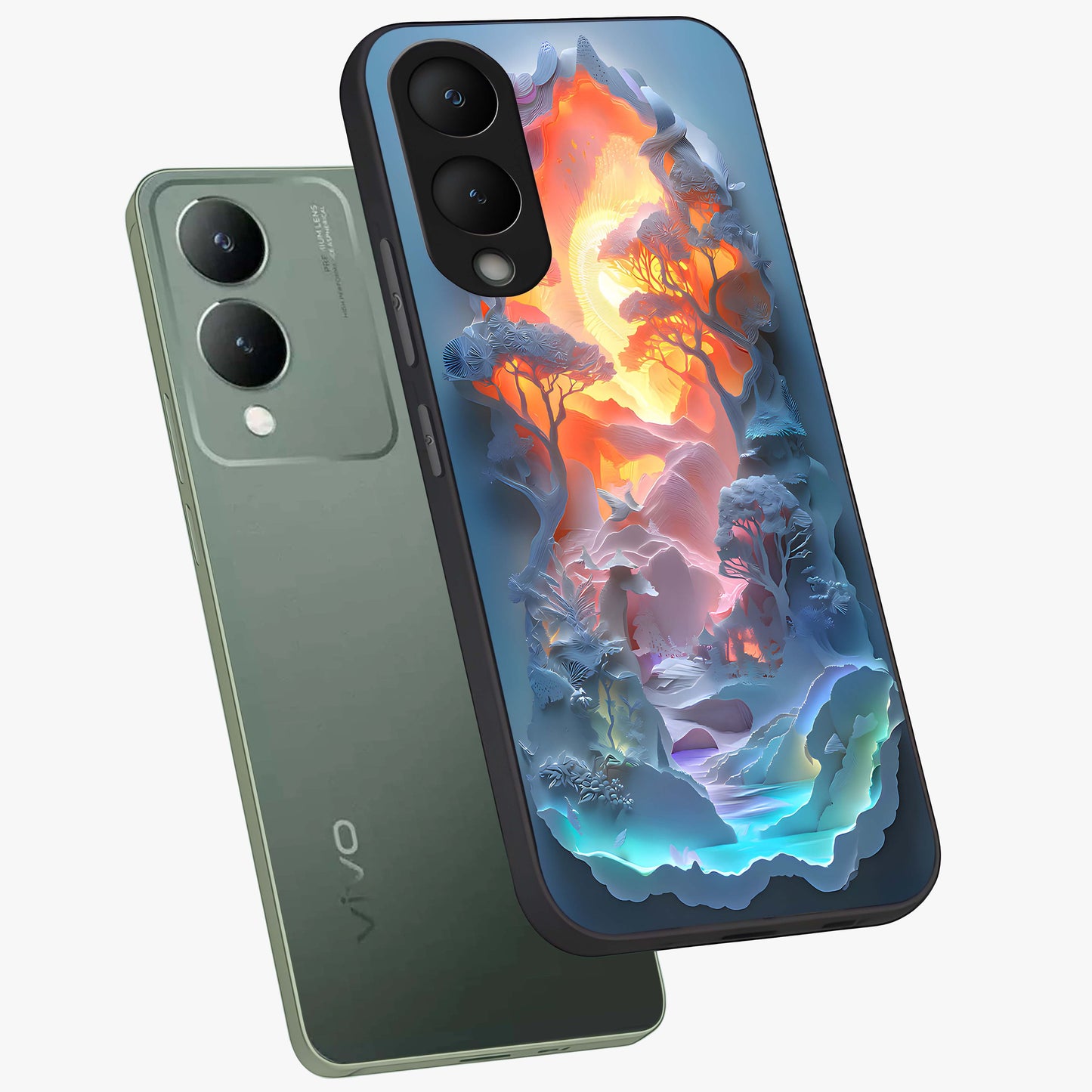 Glow Forest Portal Glass Case displayed in angled mockup highlighting mystical forest design with magical glowing aesthetic.
