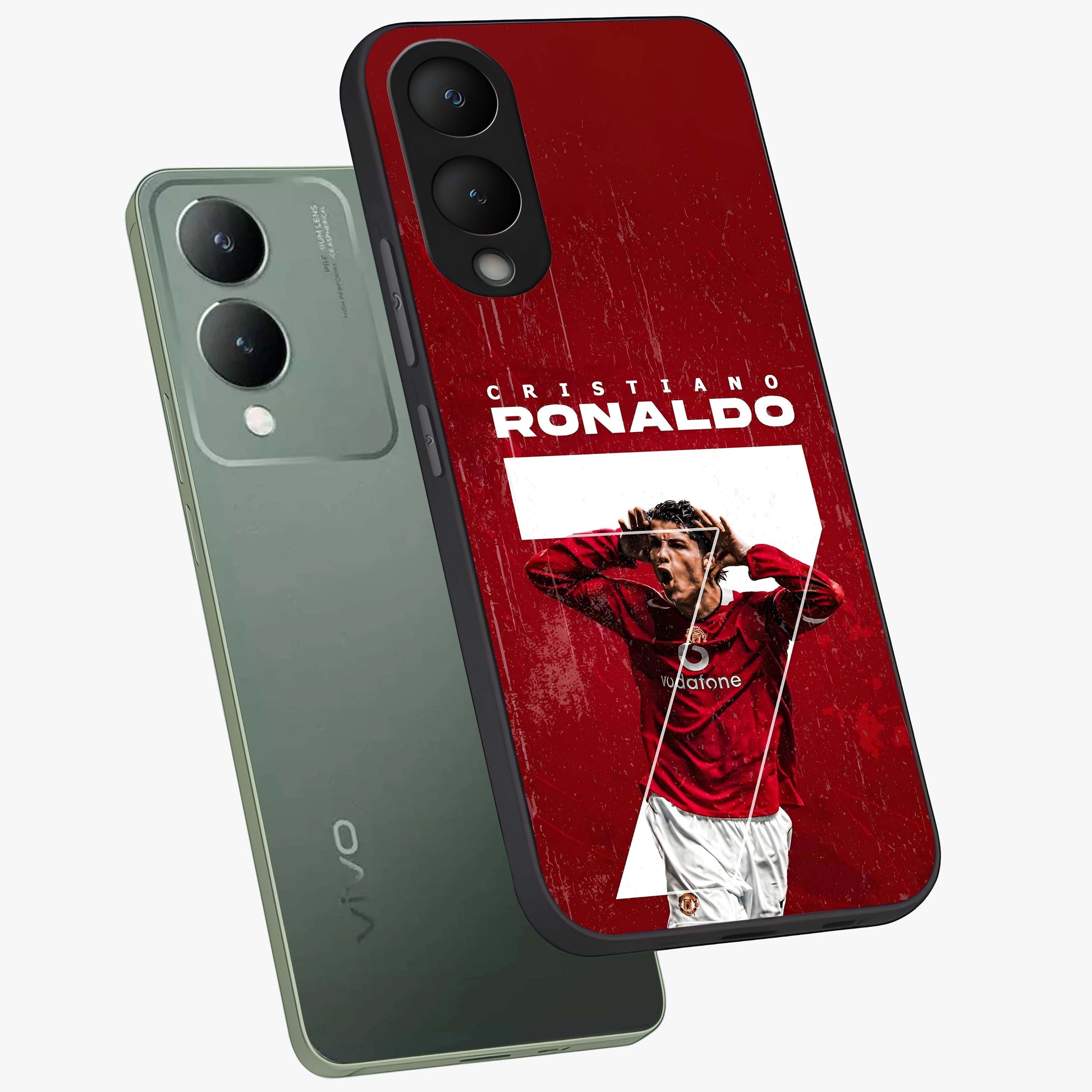 Goal Celebration Legacy Glass Case displayed in angled mockup highlighting energetic sports celebration design with bold athletic theme.