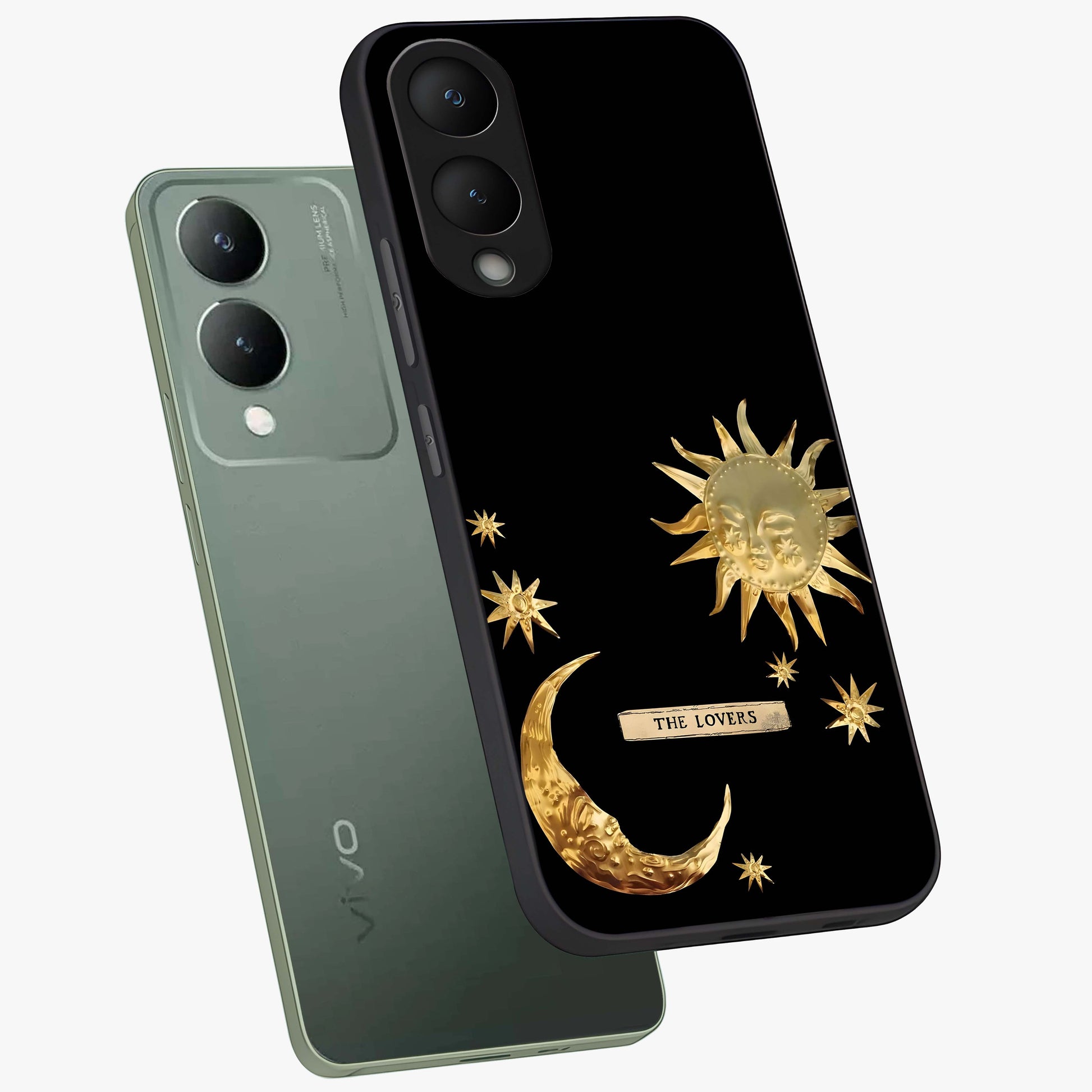 Gold Sun Blush Glass Case displayed in angled mockup highlighting radiant sun design with warm golden aesthetic.