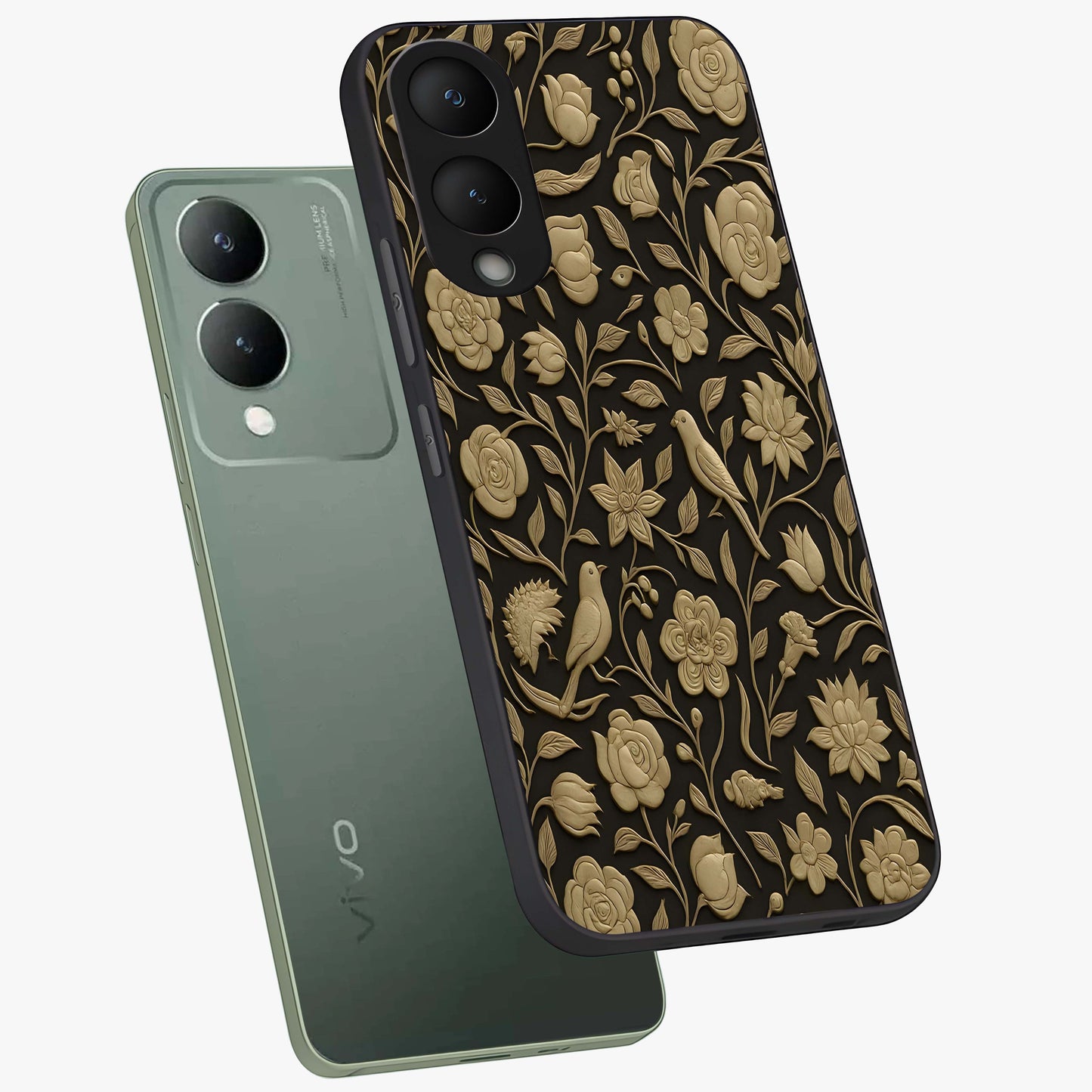 Golden Evil Eye Mandala Glass Case displayed in angled mockup highlighting protective evil eye symbol with golden mandala design.