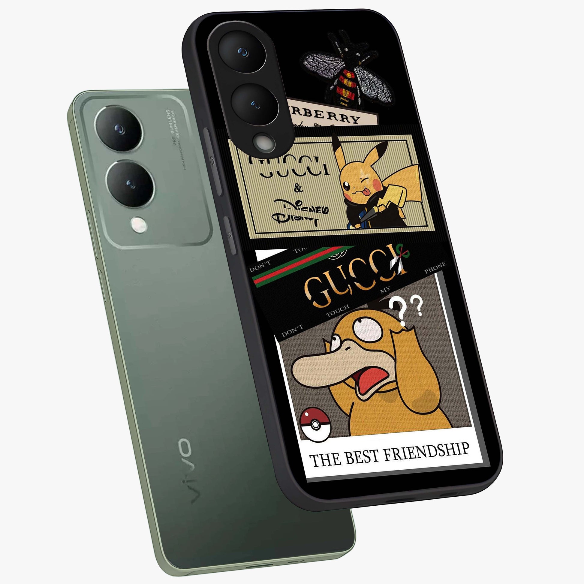 Gucci Play Mashup Glass Case displayed in angled mockup highlighting stylish fashion mashup design with bold aesthetic.
