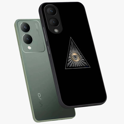 Illuminati Evil Glass Case displayed in angled mockup highlighting dark occult inspired design with bold aesthetic style.