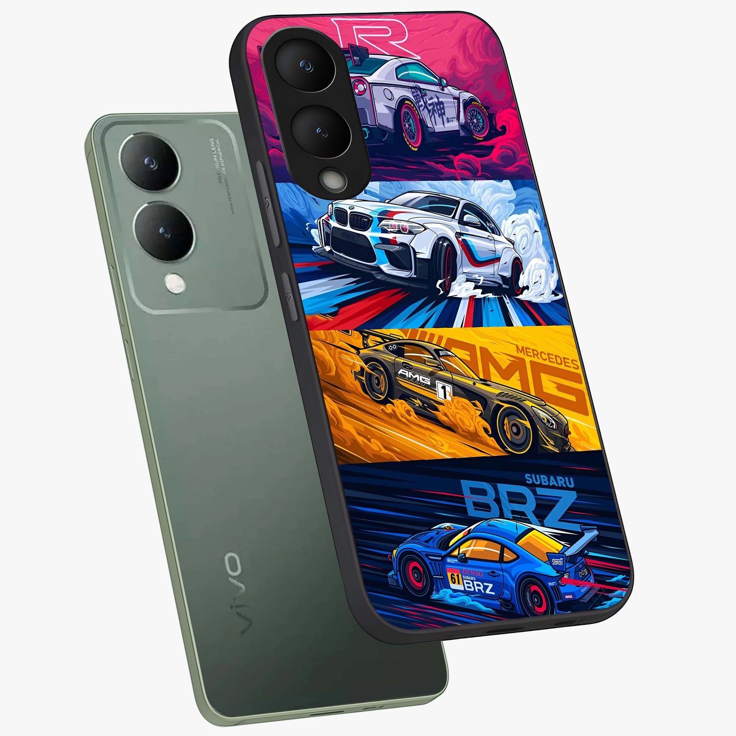 JDM Sports Car Glass Case displayed in angled mockup highlighting sleek Japanese racing car design with automotive aesthetic.