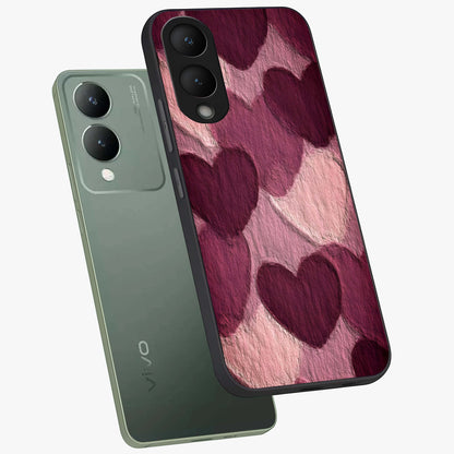 Layered Paper Hearts Glass Case displayed in angled mockup highlighting creative paper craft heart design with romantic aesthetic.