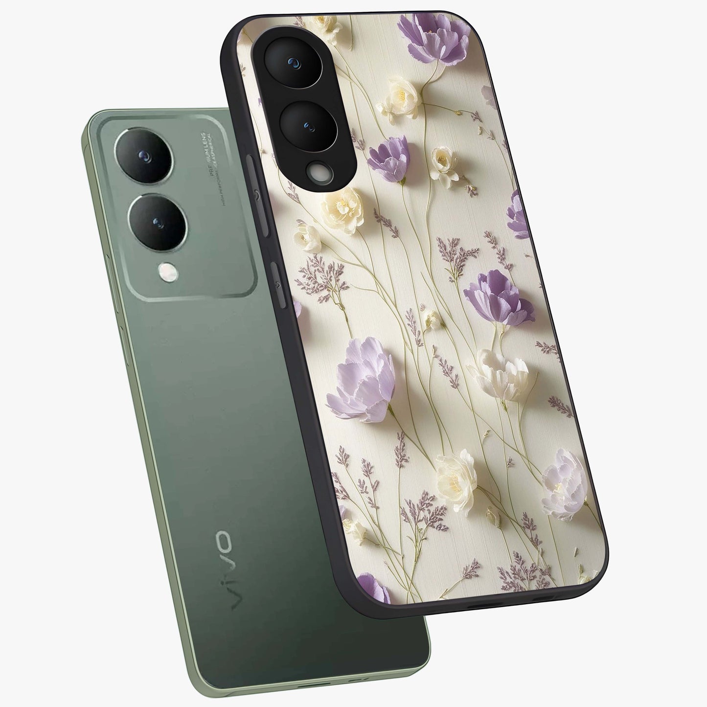 Lilac Breeze Harmony Glass Case displayed in angled mockup highlighting calm lilac breeze design with soothing aesthetic style.
