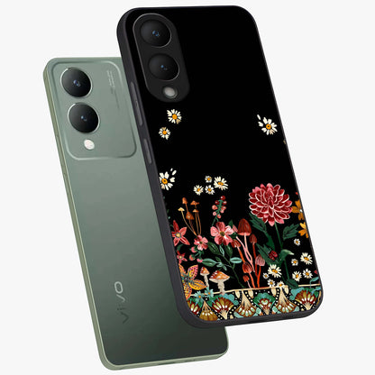 Midnight Bloom Pattern Glass Case displayed in angled mockup highlighting elegant flower design with midnight aesthetic style.