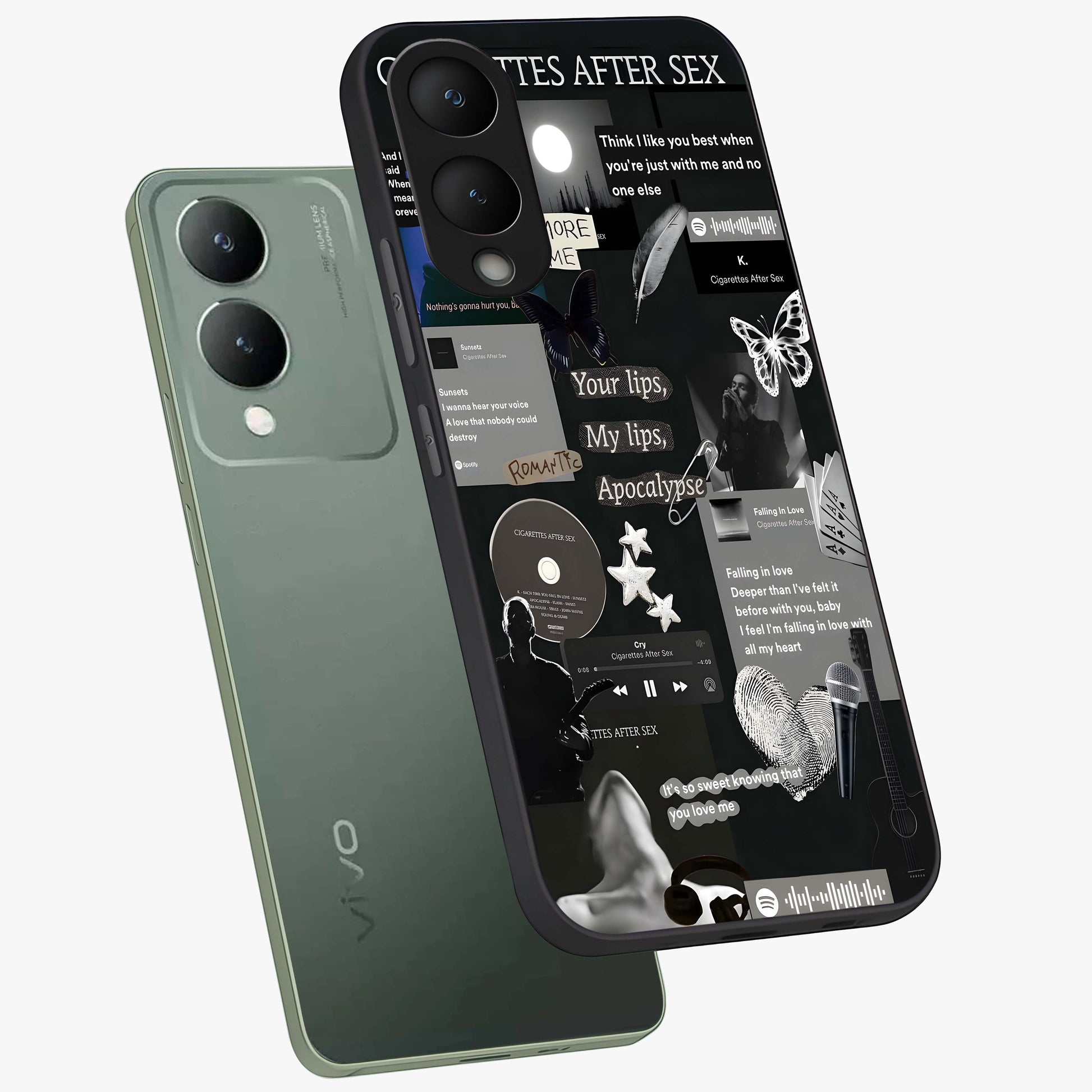 Midnight Love Echo Glass Case displayed in angled mockup highlighting elegant love inspired design with deep aesthetic style.