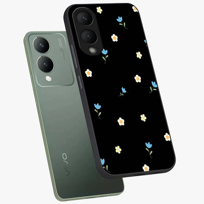 Minimal Petal Whispers Glass Case displayed in angled mockup highlighting delicate petal design with clean minimal aesthetic.