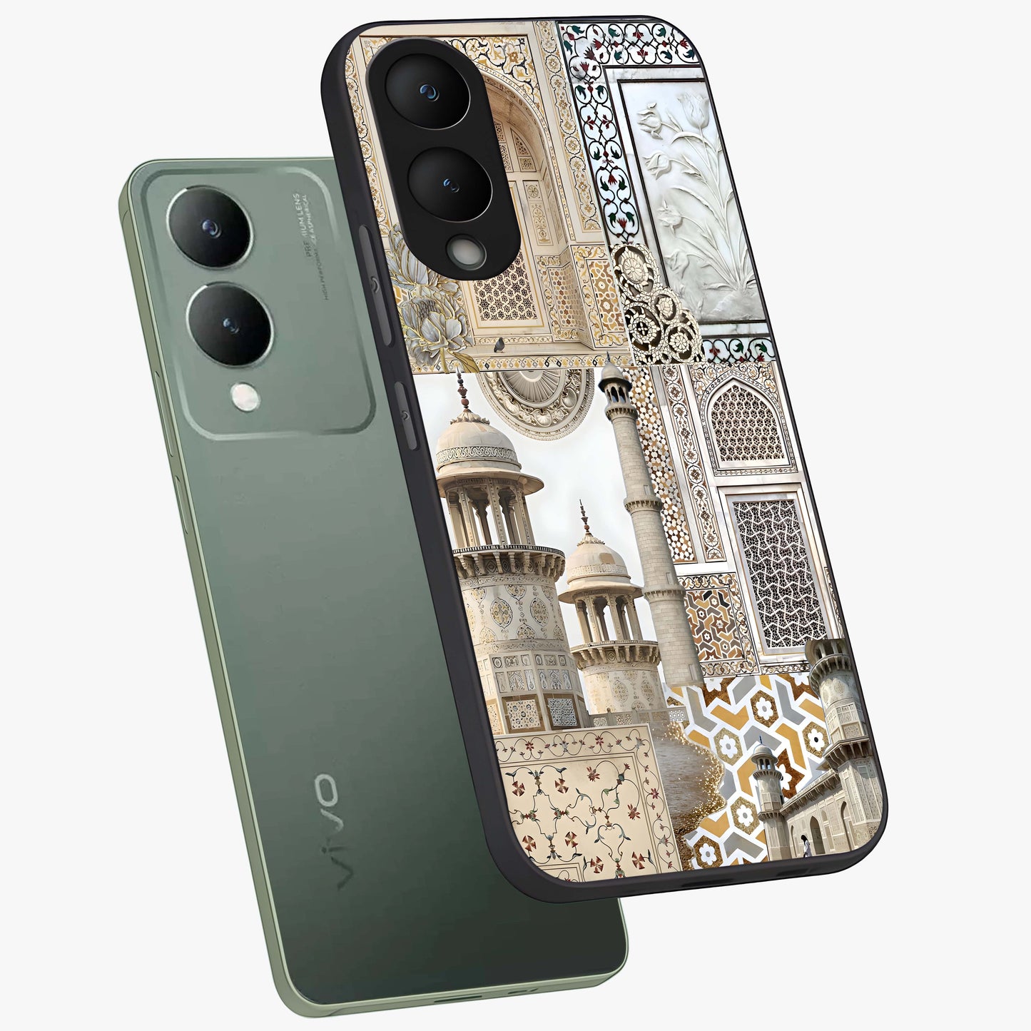 Mughal Marble Legacy Glass Case displayed in angled mockup highlighting elegant heritage marble artwork with royal aesthetic.