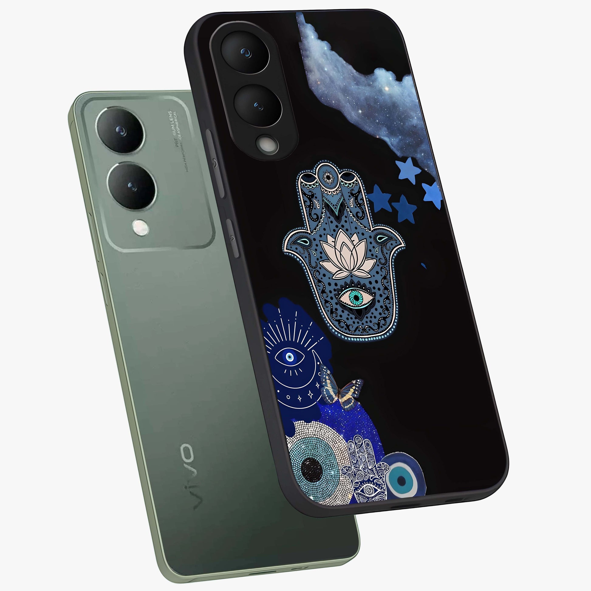 Mystic Hand Aura Glass Case displayed in angled mockup highlighting magical aura design with spiritual aesthetic style.