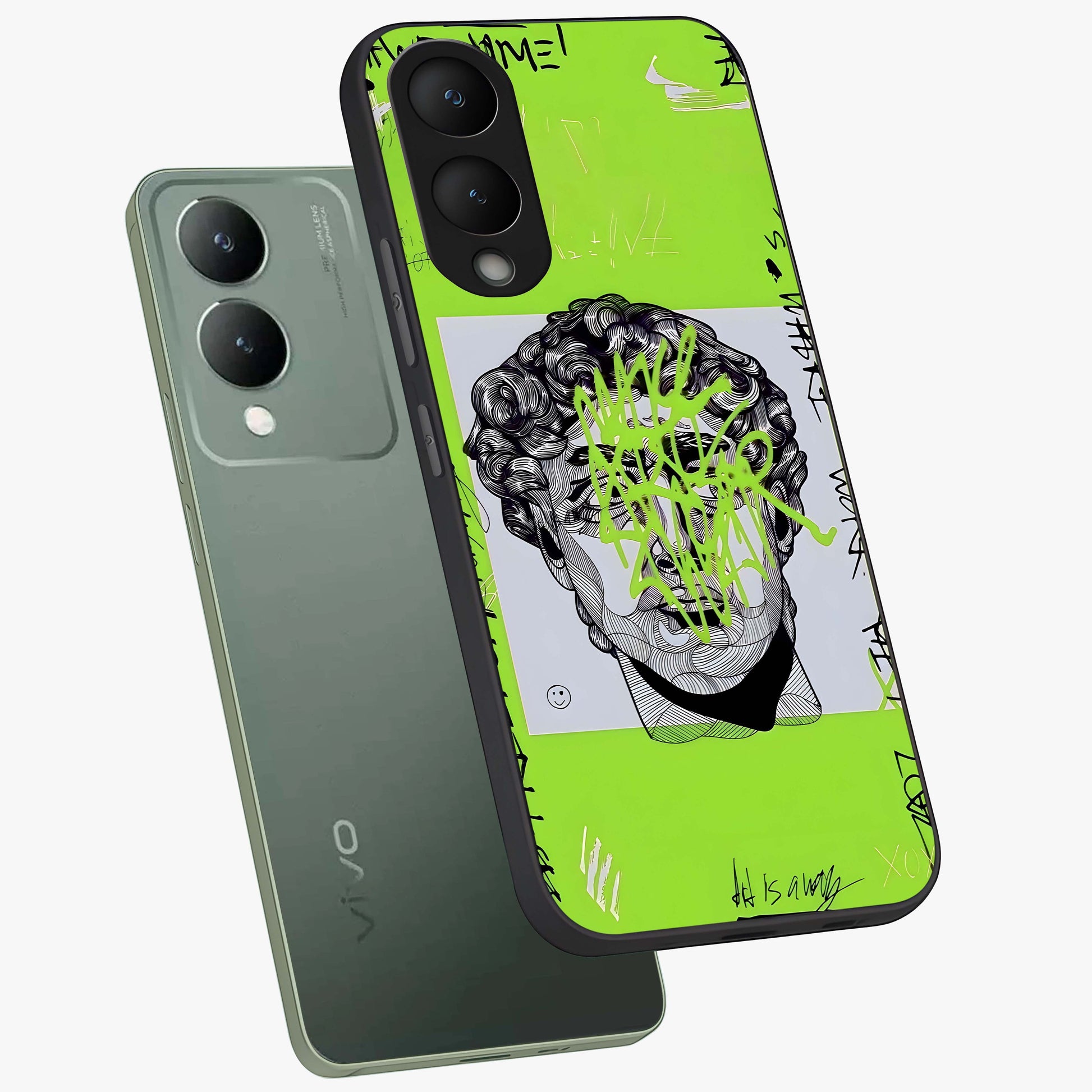 Neo Graffiti Rebellion Glass Case displayed in angled mockup highlighting urban street art design with rebellious aesthetic.