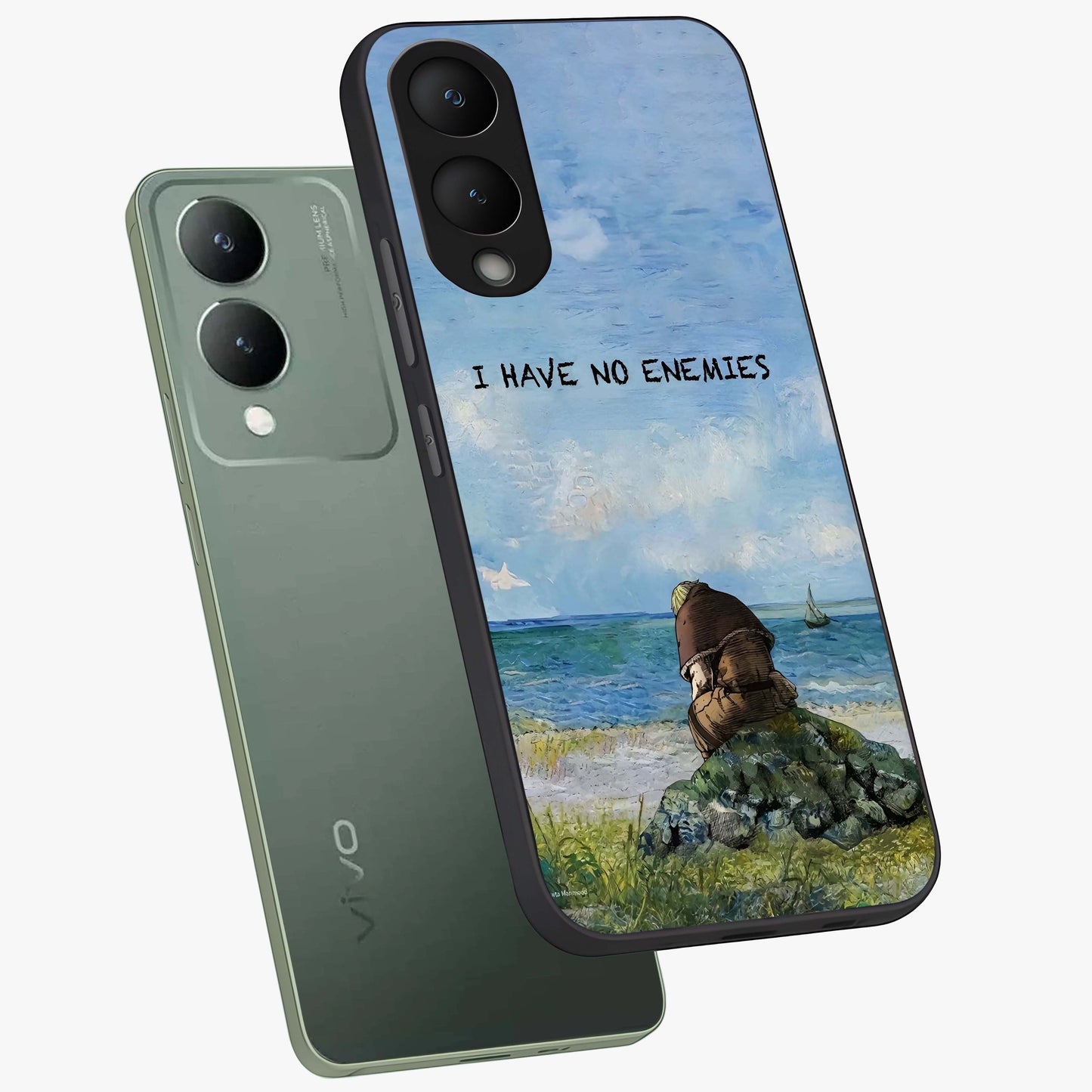 Peace Beyond War Glass Case displayed in angled mockup highlighting meaningful message design with artistic aesthetic style.