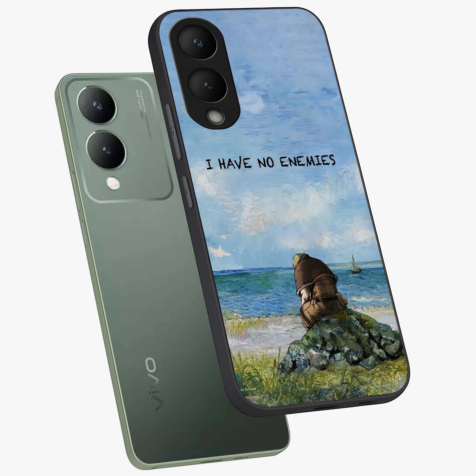 Peace Beyond War Glass Case displayed in angled mockup highlighting meaningful message design with artistic aesthetic style.