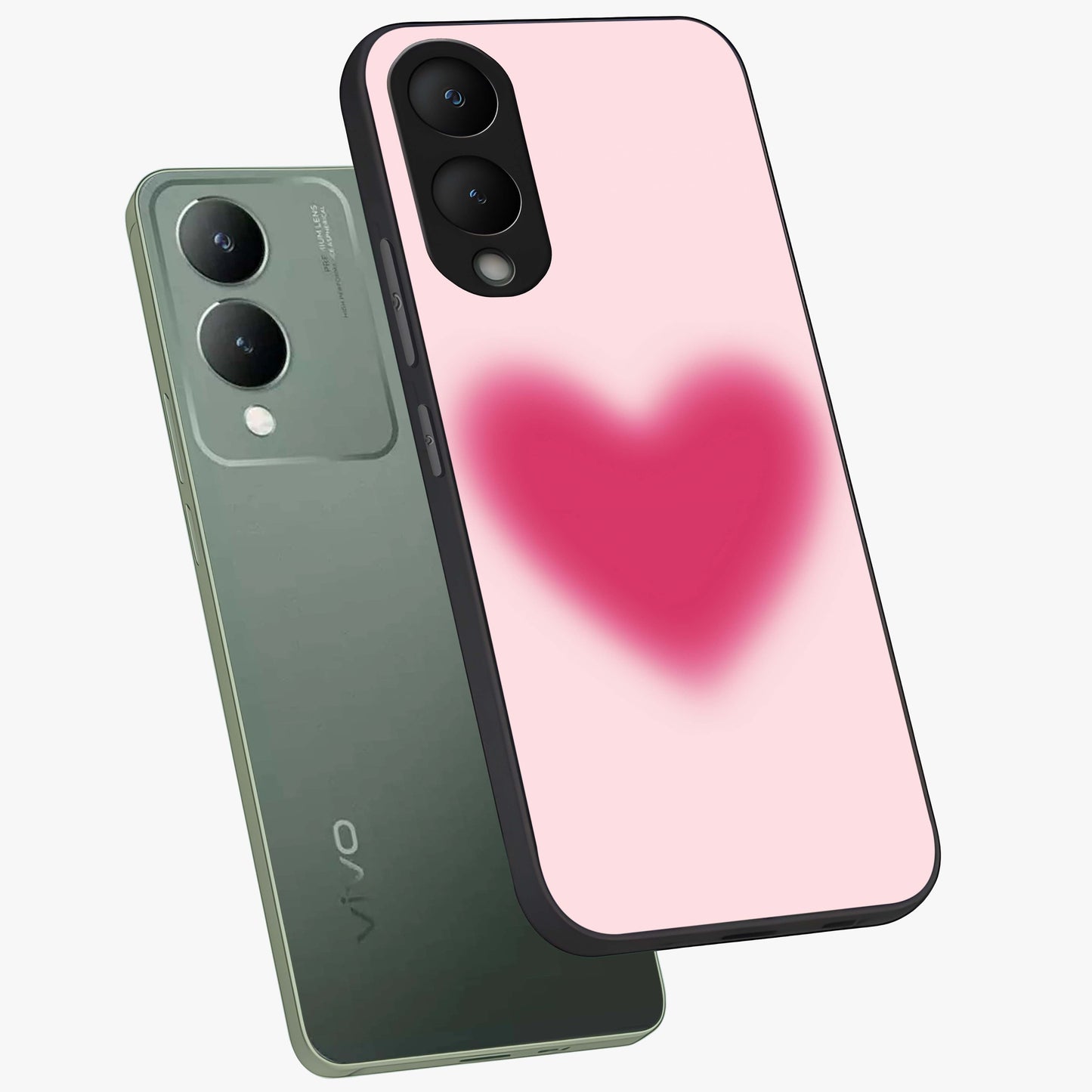 Pink Aura Heart Glass Case displayed in angled mockup highlighting vibrant pink heart design with dreamy aura aesthetic.