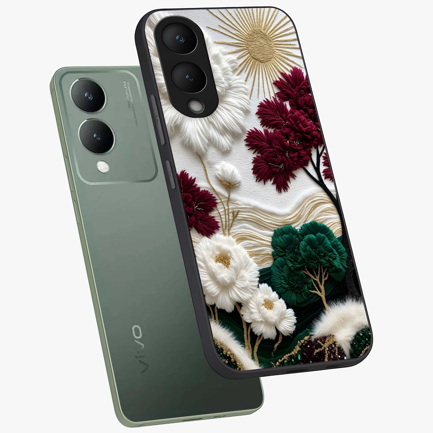 Radiant Bloom Elegance Glass Case displayed in angled mockup highlighting graceful floral design with radiant aesthetic style.