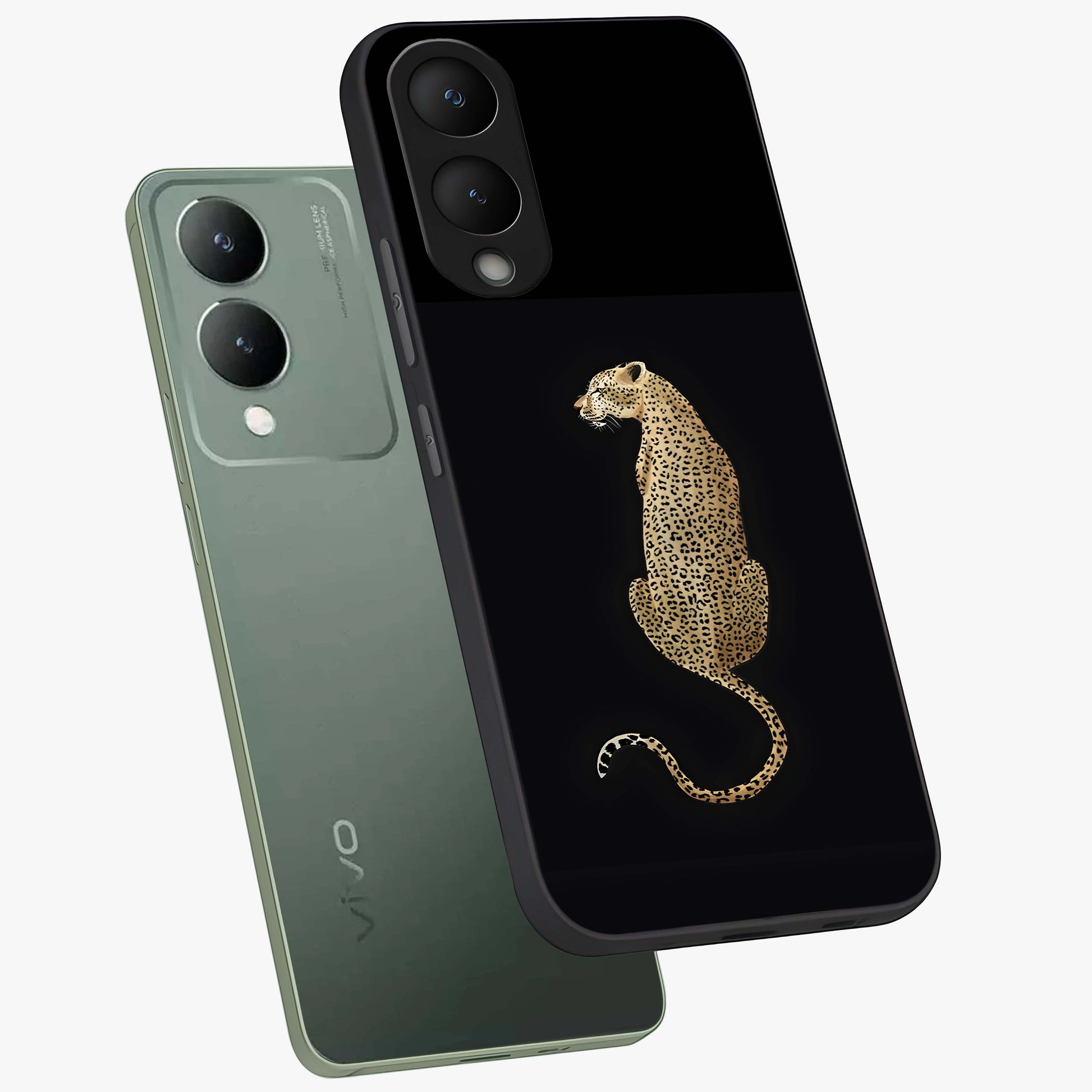Regal Leopard Glass Case displayed in angled mockup highlighting powerful animal illustration with stylish wild aesthetic.
