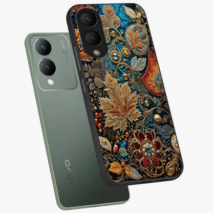 Royal Jewel Garden Glass Case displayed in angled mockup highlighting vibrant jewel inspired floral design with elegant aesthetic.