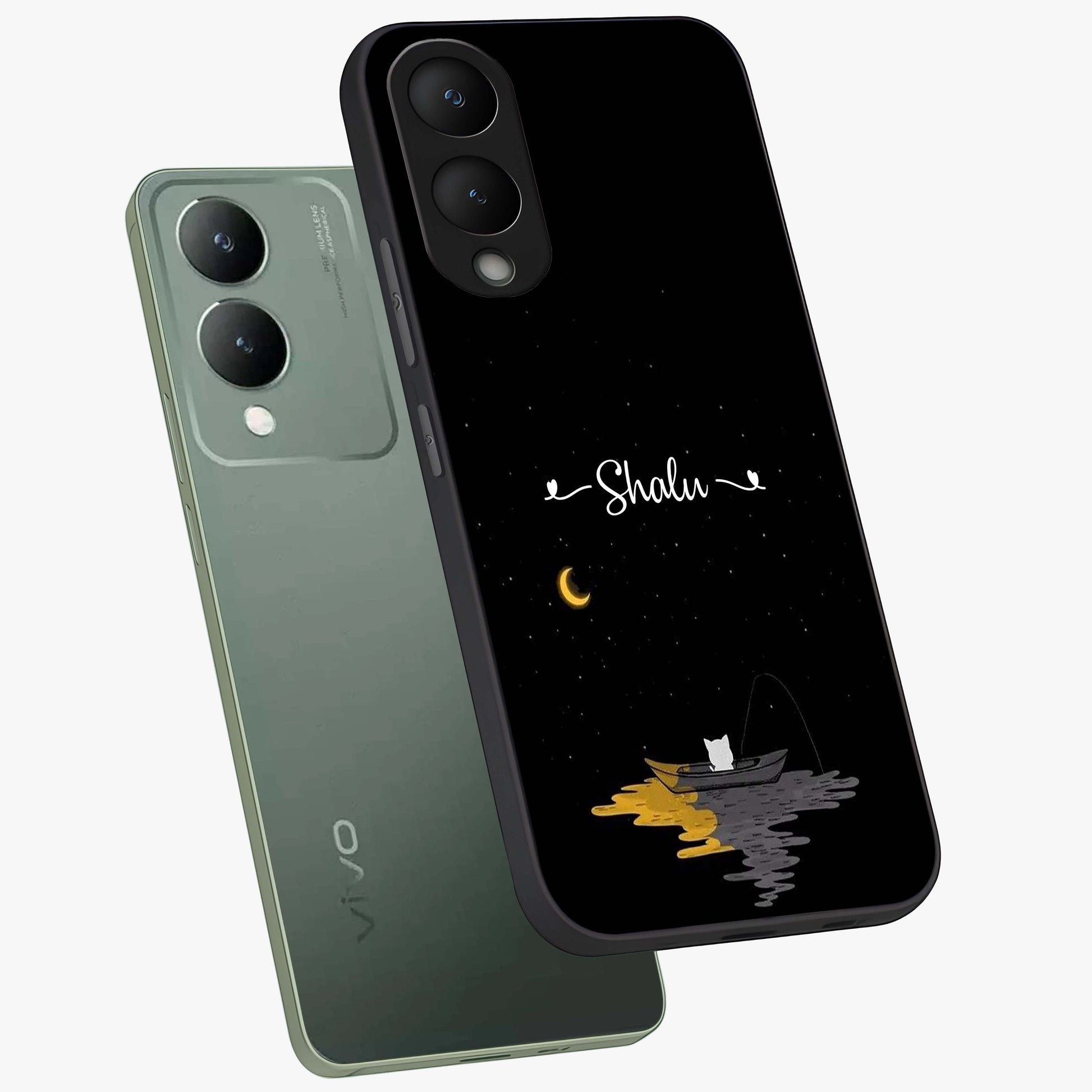 Silent Night Row Glass Case displayed in angled mockup highlighting peaceful evening design with dreamy night aesthetic.