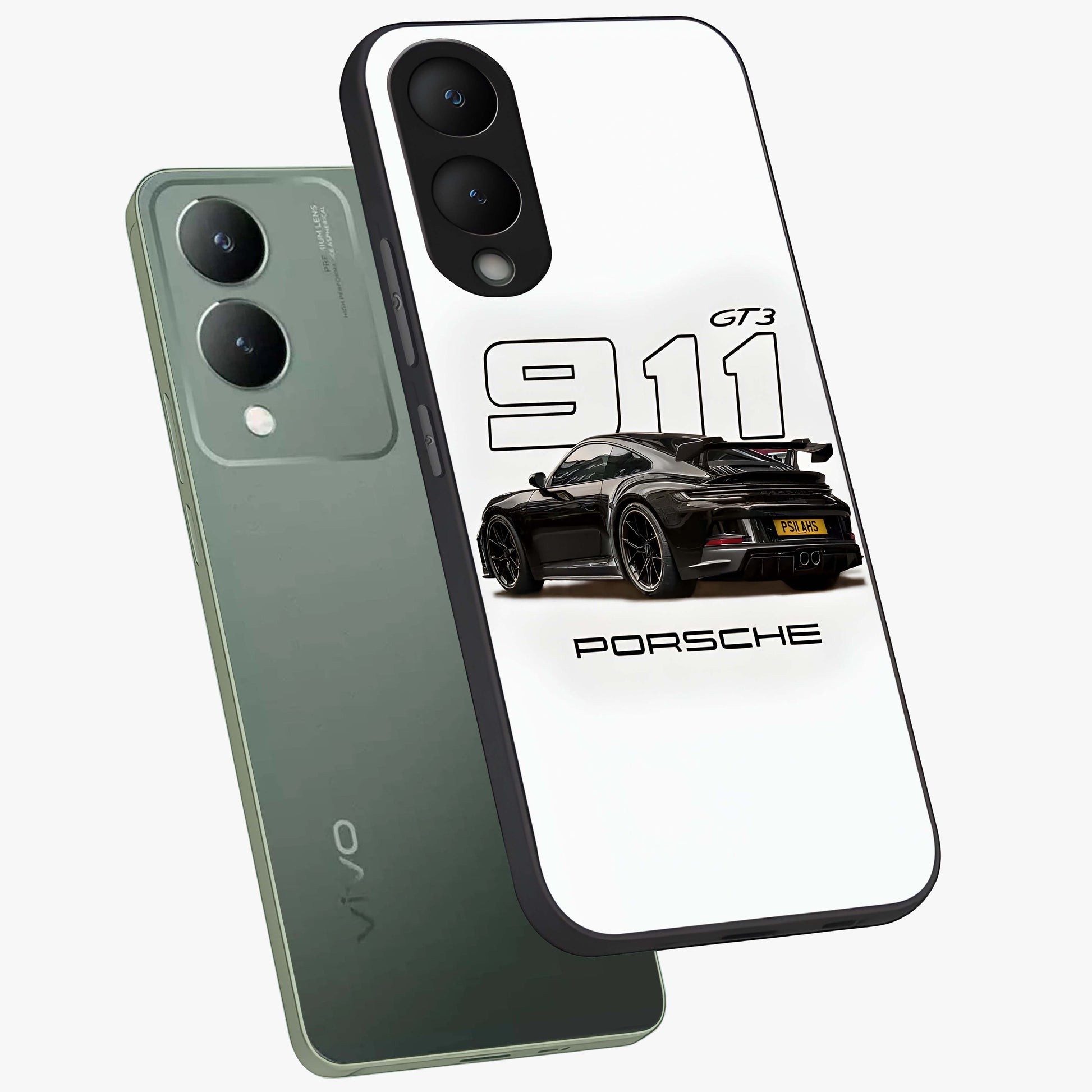 Turbo Legacy Icon Glass Case displayed in angled mockup highlighting dynamic automotive design with performance aesthetic.