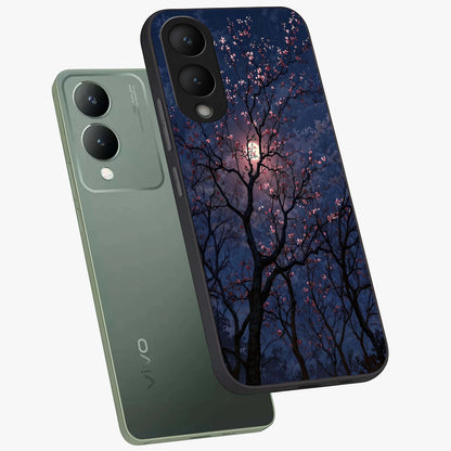 Twilight Sakura Serenade Glass Case displayed in angled mockup highlighting delicate sakura flower design with dreamy aesthetic.