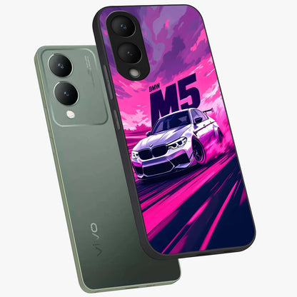 Velocity Drift Pulse Glass Case displayed in angled mockup highlighting dynamic drift design with sporty automotive aesthetic.
