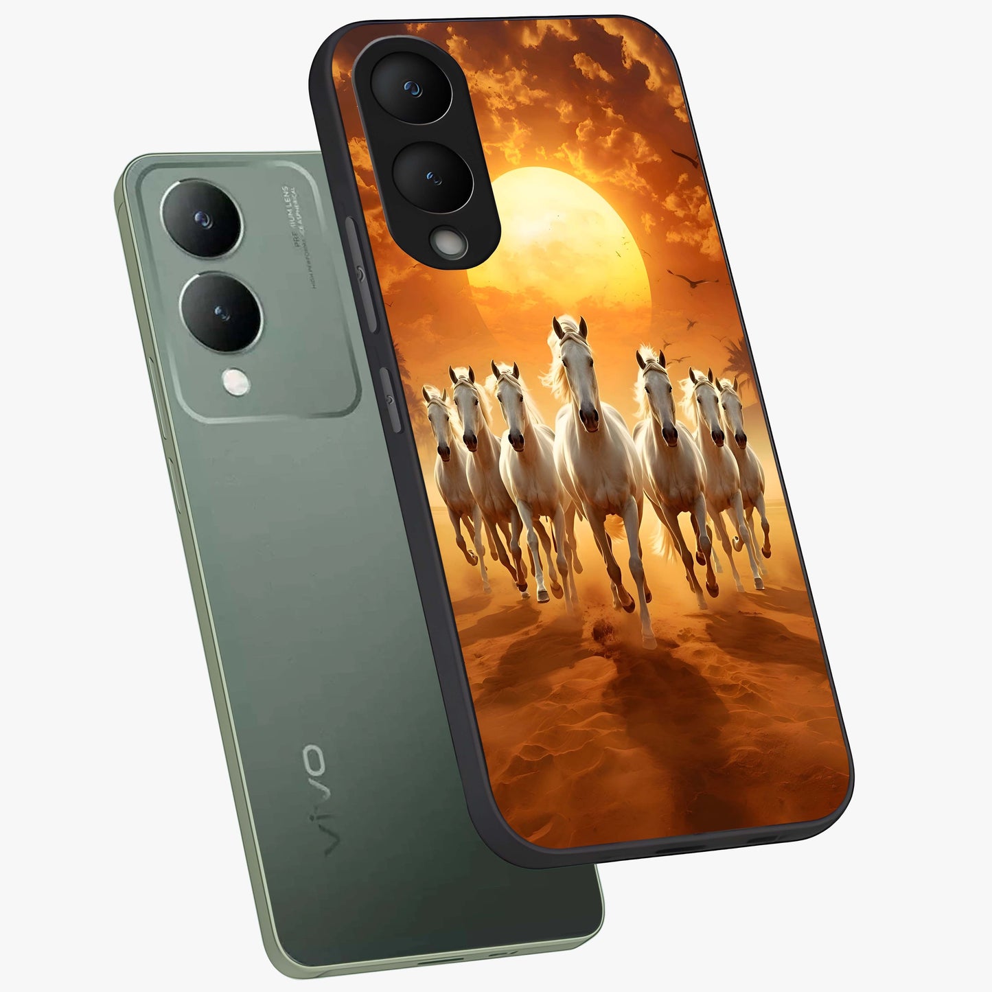 Wild Sunset Majesty Glass Case displayed in angled mockup highlighting vibrant sunset sky design with scenic aesthetic.