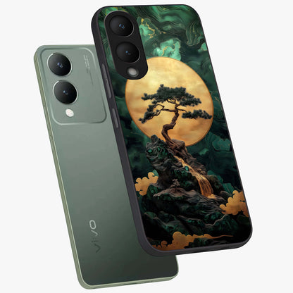 Zen Moon Rise Glass Case displayed in angled mockup highlighting peaceful lunar design with zen aesthetic style.