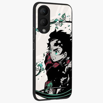 Demon Slayer Glass Case upright view showcasing powerful anime artwork with intense warrior theme.