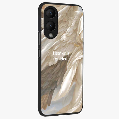 Divine Winged Grace Glass Case upright view showcasing spiritual wing artwork with soft celestial theme.