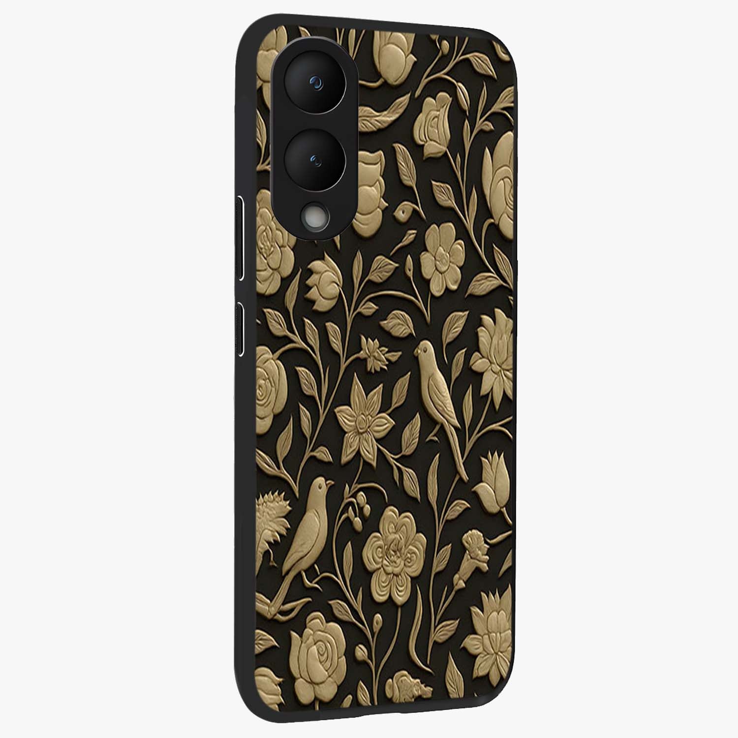 Golden Evil Eye Mandala Glass Case upright view showcasing decorative evil eye mandala artwork with spiritual aesthetic style.