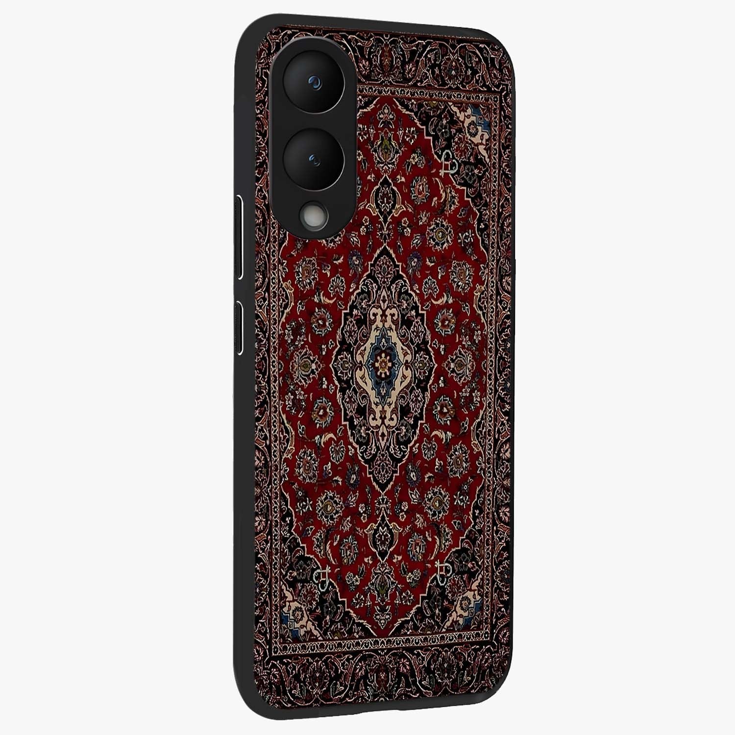 Heritage Carpet Royale Glass Case upright view showcasing detailed ornamental artwork with luxurious traditional theme.