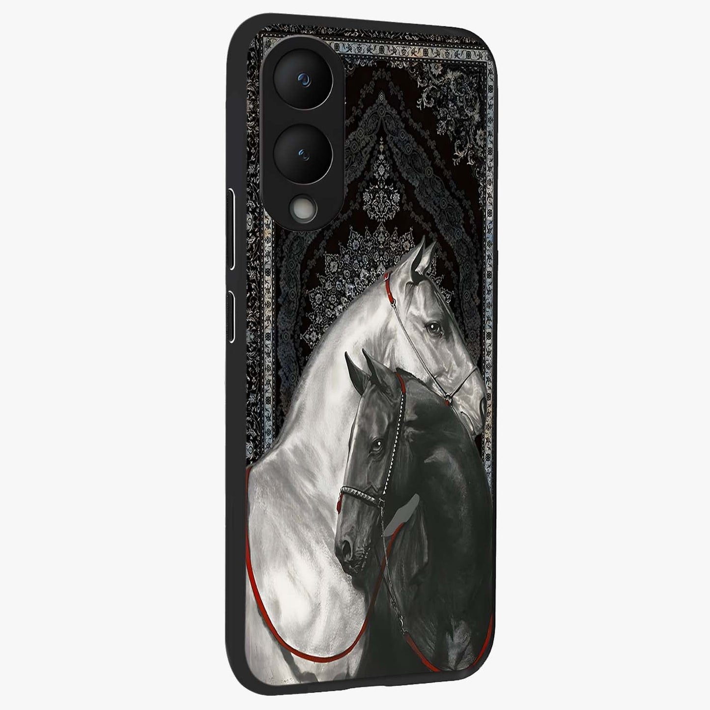 Majestic Ride Legacy Glass Case upright view showcasing dynamic ride inspired artwork with modern automotive theme.