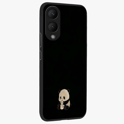 Midnight Panda Love Glass Case upright view showcasing charming panda artwork with playful romantic theme.