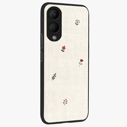 Minimalistic Blue With White Flower Pattern Glass Case upright view showcasing clean white flower artwork with calming blue theme.