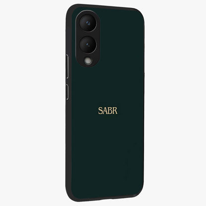 Sabr Minimal Patience Glass Case upright view showcasing calm minimalist artwork with motivational patience theme.