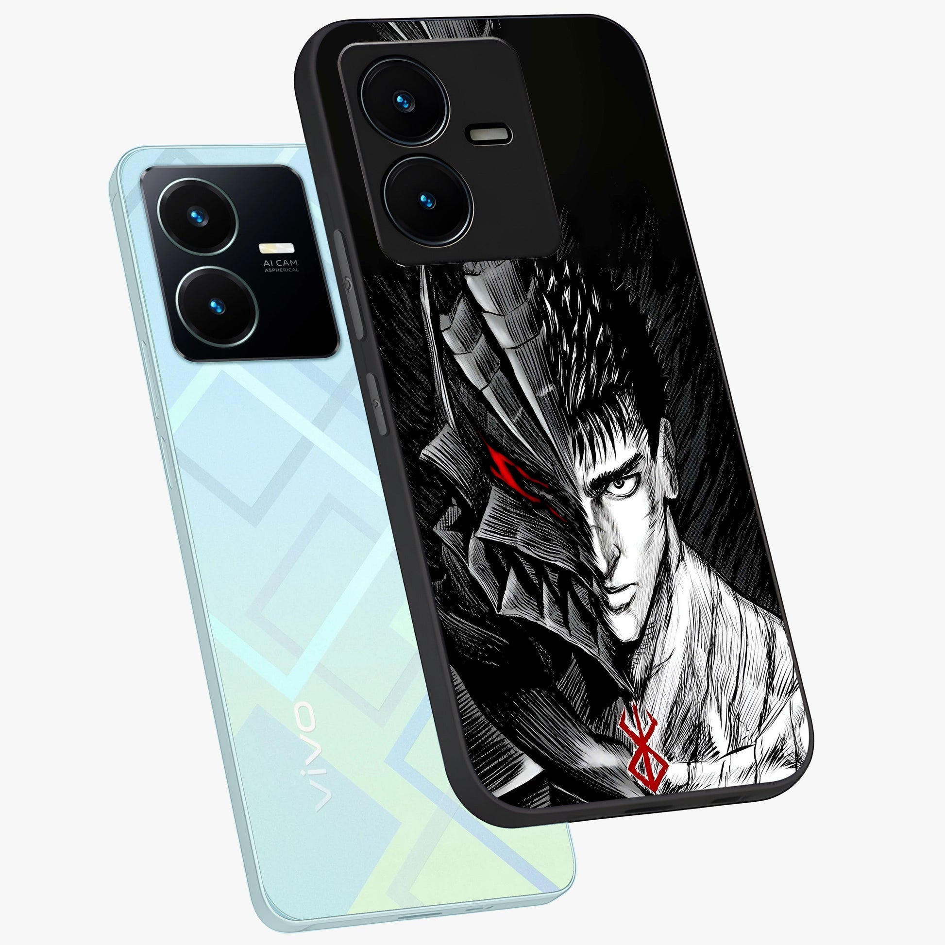 Berserker Blood Oath Glass Case displayed in angled mockup highlighting dark fantasy graphic design and powerful theme.