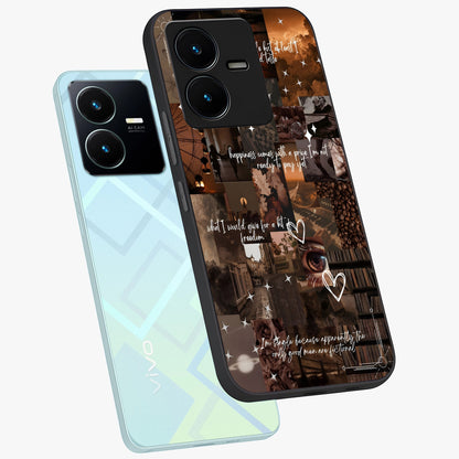 Bittersweet Aesthetic Chaos Glass Case displayed in angled mockup highlighting expressive abstract artwork and edgy aesthetic theme.